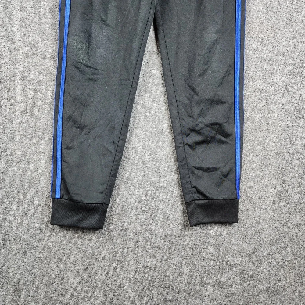 Adidas Joggers Youth Medium 10/12 Black Blue Striped Track Pants AK0162